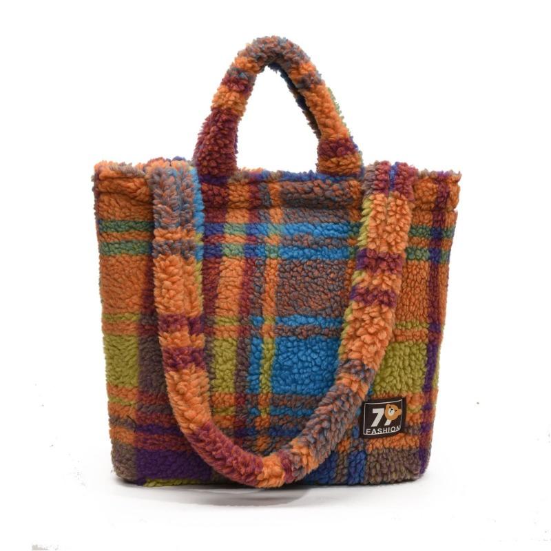 Lamb Wool Plush Bag Women's Large-capacity New Autumn and Winter Versatile Single Shoulder Portable Commuter Tote Bag