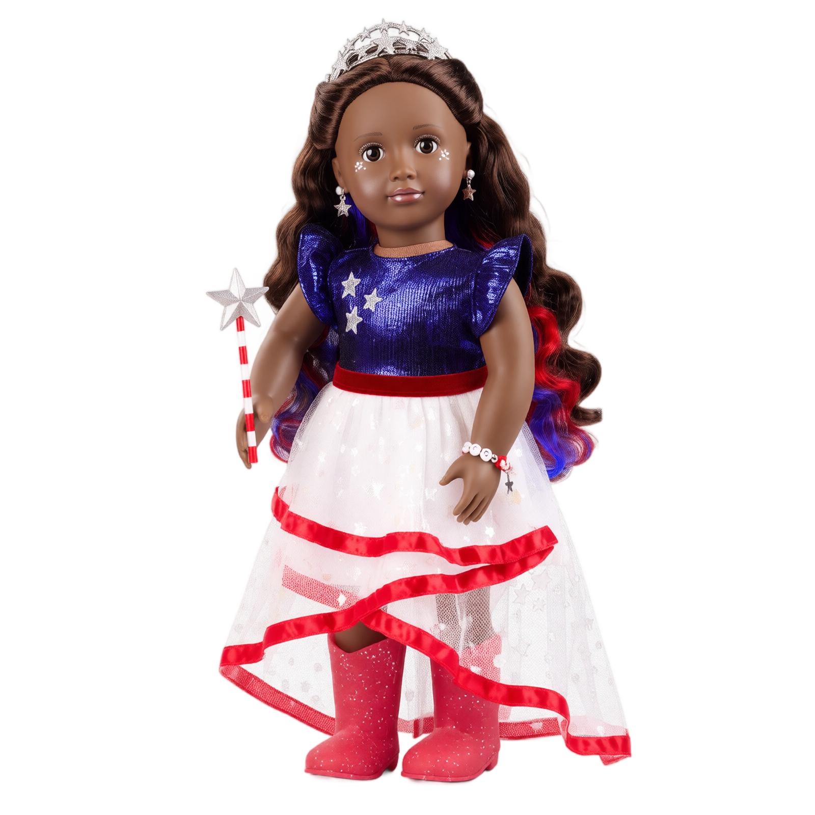 USA 0th Anniversary Commemorative Doll , Patriotic Girl Toy Figure for Collectors One Size