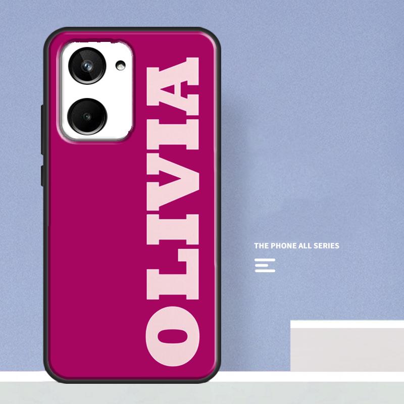 Pink Personalized Custom Name Monogram For Realme 10 8 9 Pro Plus C11 C15 C30 C31 C33 C35 C55 C21Y C25Y GT Neo 5 2 3 3T GT3 Case