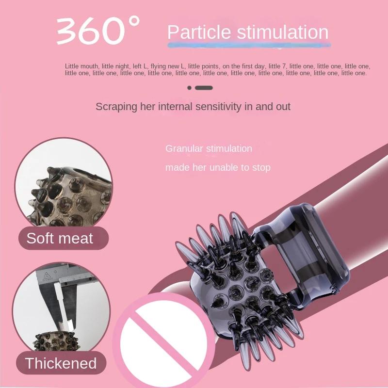 Penis Extender Sleeve Reusable Condoms TPE Glans Spike Dick Enlargement Cock Ring Erection Erotic Sex Toys for Men 18+