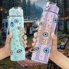 1 Stück Nazar Amulett Boho Nahtloser Druck 750ml Farbe Kunststoff Sport Wasserflasche Auslaufsicher Klappdeckel mit Strohhalm Geeignet für Sport Büro Zuhause