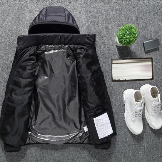 Heating Jacket Stand Collar Pockets 2 Heating Areas 3 Levels Adjustable Hooded Coat for Men