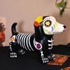 Halloween Ornament Skeleton Cat Dog Shape Resin Statue Indoor Outdoor Cat Sculpture Haunted House Desktop Decor