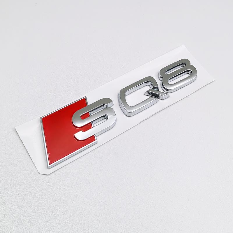 3D ABS Black Audi Logo SQ5 SQ3 SQ8 SQ7 Emblem Letters Sticker Car Rear Trunk Badge Decal For Audi SQ 3 5 7 8 Auto Accrssorie