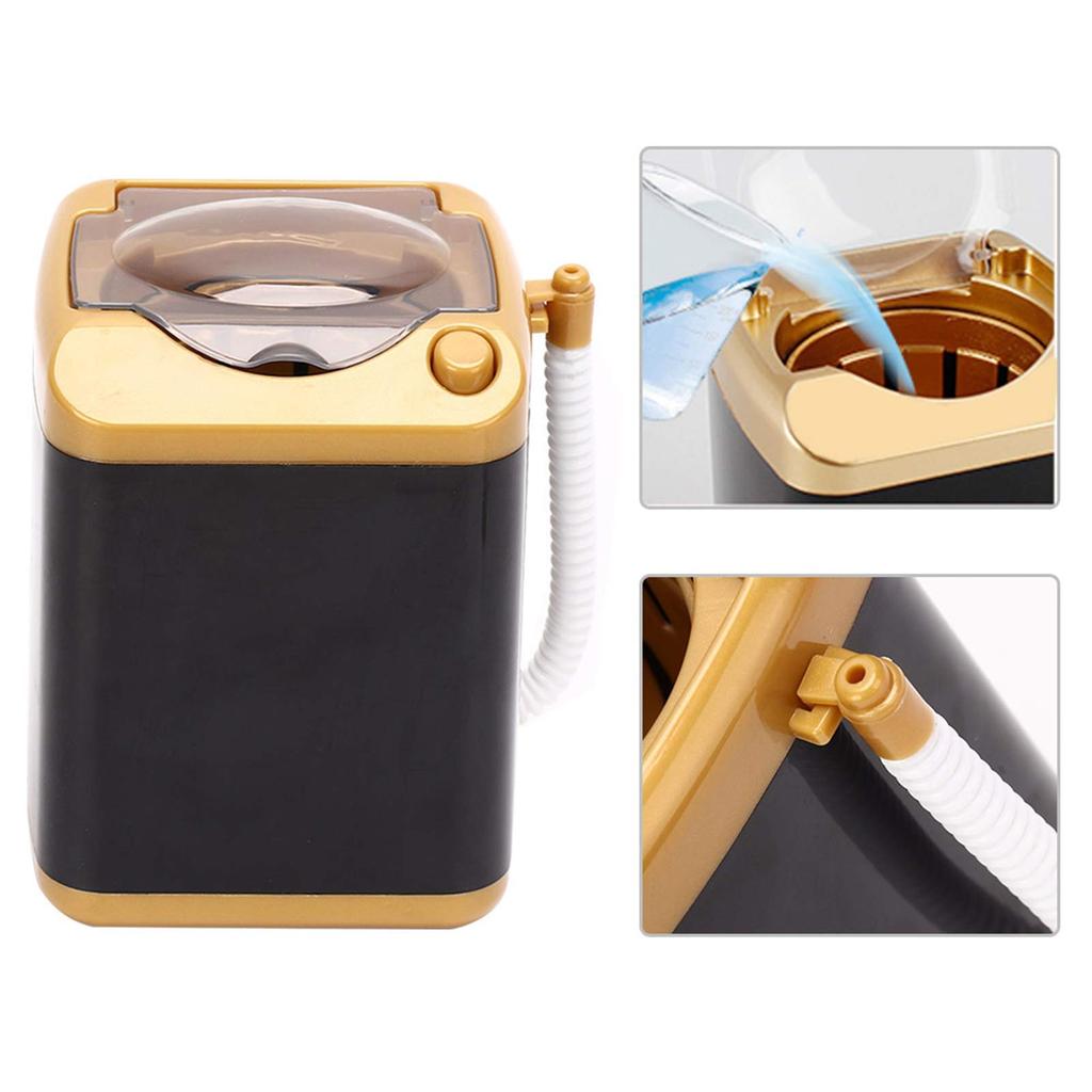 Cute, portable, realistic mini washing machine for pretend play, educational play, and makeup brushes (gold)