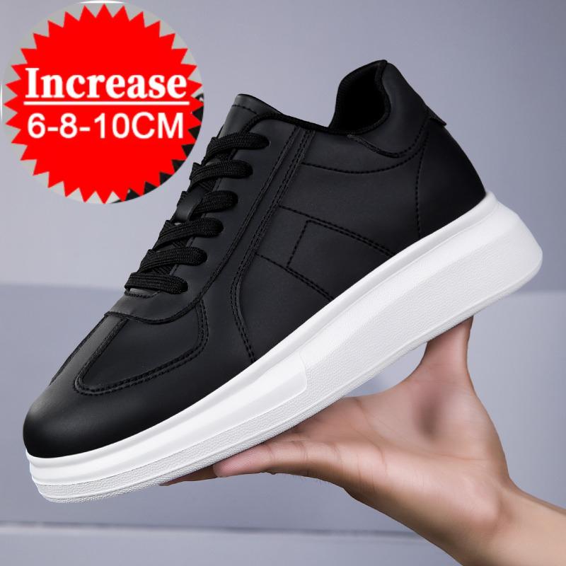 Chaussures à plateforme en cuir PU tendance pour hommes 6cm 8cm 10cm Augmentation de la hauteur invisible Baskets blanches Cortex Augmentation de la hauteur Chaussures décontractées