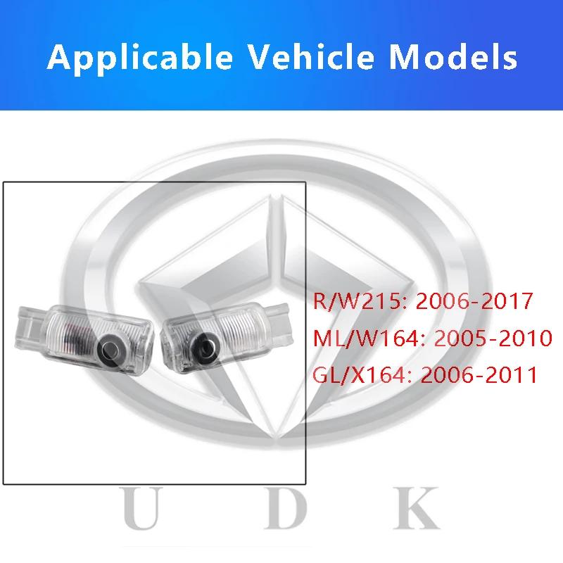 For Mercedes Benz R Class GL ML W215 W164 X164 Led Car Door Logo Welcome Shadow Light Laser Projector Ghost lamp No Fade Glass ap1