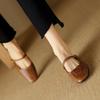 Fashion 2025 Summer Women Mules Genuine Leather Women Shoes square Toe Chunky Heel Shoes Cover Toe Slingback Sandals Shallow Slippers