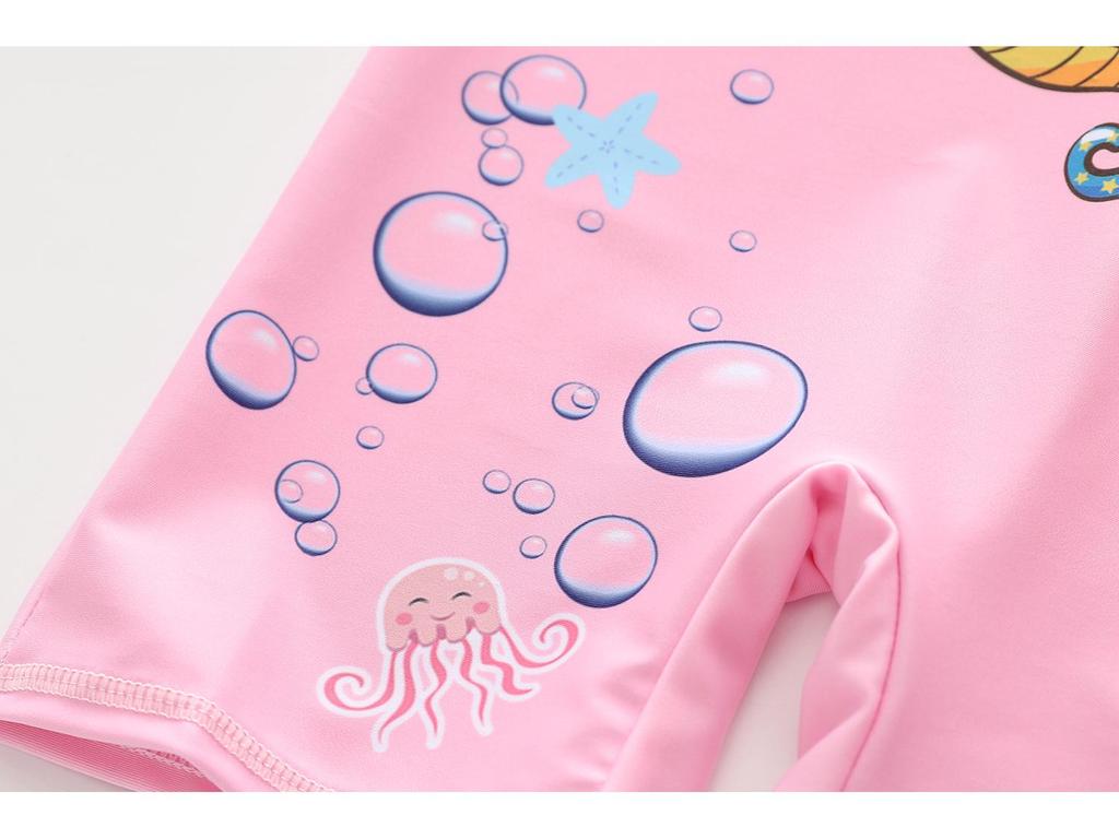 2026 Girls' One-Piece Swimsuit: Cute, Sun-Protective, Short Sleeves, Shorts for Surfing & Pool Activities