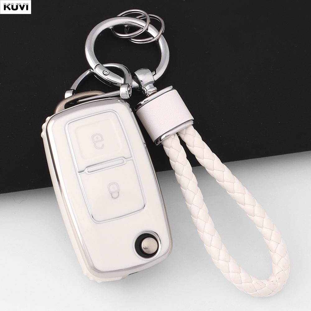 Coque de protection en TPU à 2 boutons pour clé de voiture Pour VW Volkswagen Amarok Polo Golf 4 5 6 MK4 Bora Jetta Altea Alhambra Passat B5 B6 B7