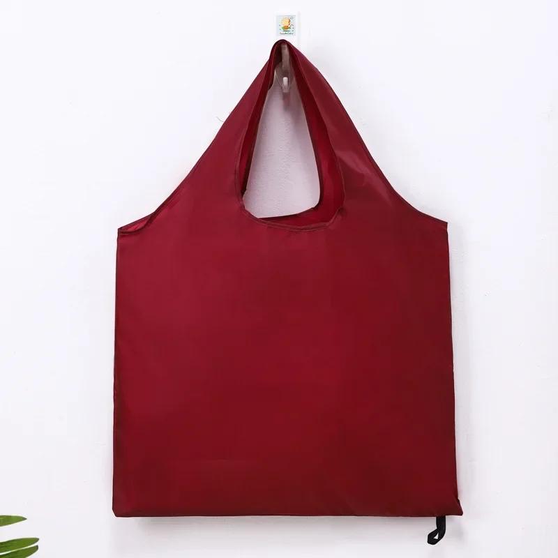 Solid Color Reusable Foldable Shopping Bag Totes Eco Friendly Shopper Portable Large Capacity Shoulder Handbags Grocery Bags
