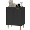 Kitchen Sideboard, 2 Doors, Adjustable Shelf, Raised Metal Legs, 60 x 40 x 80 cm, Black