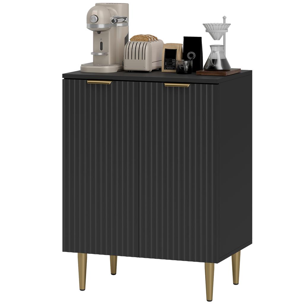 Kitchen Sideboard, 2 Doors, Adjustable Shelf, Raised Metal Legs, 60 x 40 x 80 cm, Black