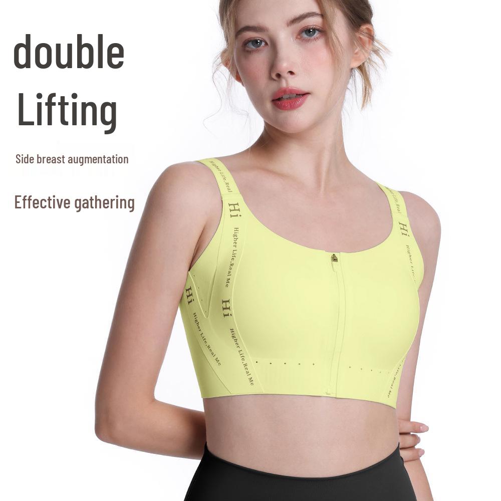 Front Zip Seamless High-Impact Fixed-Cup Sports Bra for Yoga and Fitness