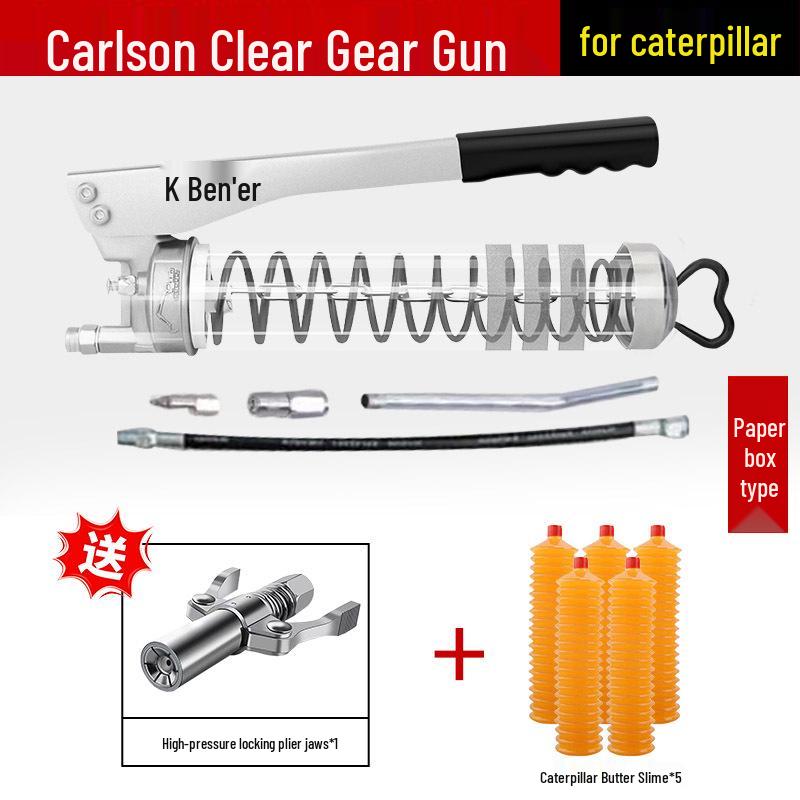 Caterpillar Dual-Use Manual High-Pressure Grease Gun with Four-Gear Locking Pliers and Flat Head