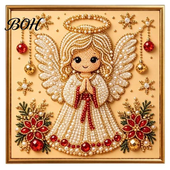 Art with Finished Frame DIY Christmas Faux Pearl Painting Kit Frame, Santa Decorative Wall Making Beads Craft for Adults Beginner, Handmade