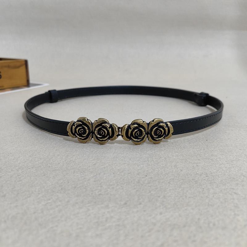 Shape Flowers Rose Buckle Women Leather Waist Belt For Everyday Fashion Wear
