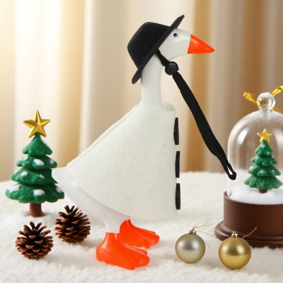 Christmas Goose Costume Felt Fabric Seasonal Goose Figurines Costume Handmade Festive Outfit Table Desk Decoration