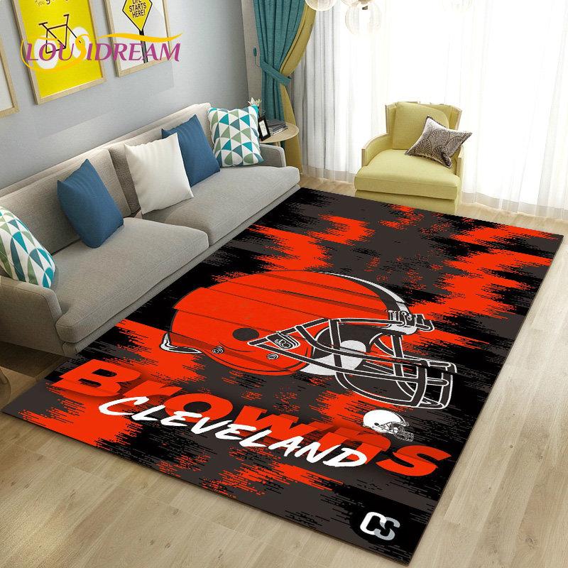 Amerikanisches Footballfeld Rugby Bereichsteppich Groß, Teppich für Wohnzimmer Schlafzimmer Sofa Fußmatte Dekoration, Rutschfeste Bodenmatte 3D