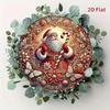 Christmas Santa Candy Cane 2D Metal Wall Art Round Tin Sign Decor