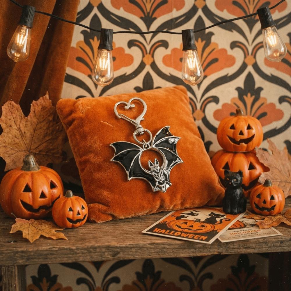 Enamel Halloween Bat Keychain Zinc Zinc Alloy Gothic Key Ring Fashionable Bag Charm Daily Use