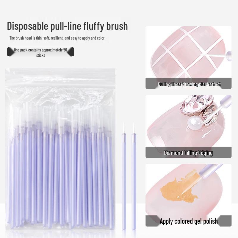

Disposable Nail Art Brush Set: Liner, Pointed, Fill-in, Wash-Free Gel Tools