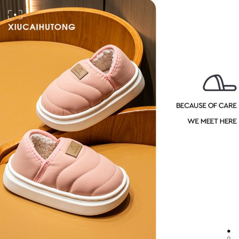 Baby Baumwollpantoffeln Kinderhausschuhe Wintersack mit Mädchen, Kleinkindern und Jungen Home Flauschige Schuhe Warme wasserdichte Lederoberfläche