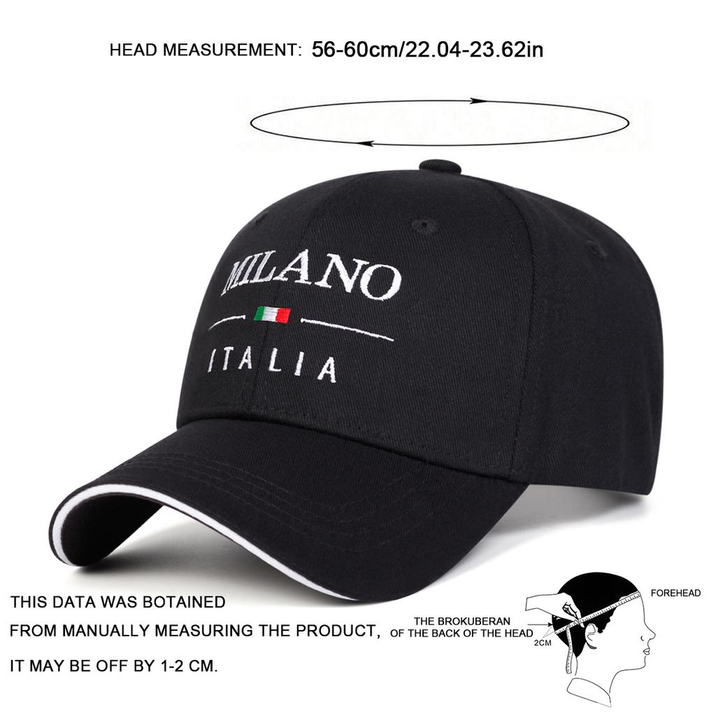 Baseball-Naht Genäht Bestickt Alphabet Italia Mailand Neutrales Geschlecht Damen Herren Für Kappen Frühling Herbst Outdoor Verstellbar Lässige Hüte