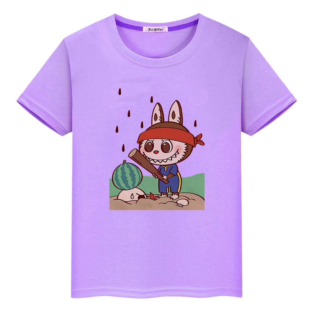 Labubu 100%Cotton T Shirt for Kids Boy 10years Kawaii Tops Pride Tshirt Anime Short Y2k Toddler Girl Clothes Kids Clothes Girls