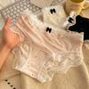 1/4PCS Women Sexy Bow Lace Panties Seamless Comfortale Breathable Briefs Mid-Waist Lingerie