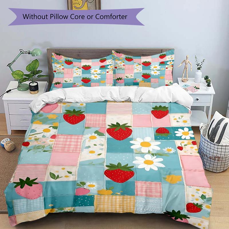 3pcs Color Splicing Quilt Cover Set, Soft and Cozy Bedroom 135x200cm