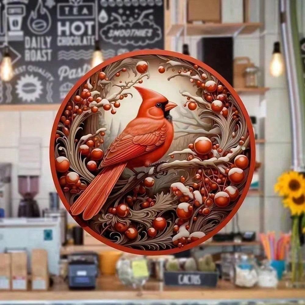 Metal Wreath Wall Art Floral Bird Sign Farmhouse Home Decor Living Room Office