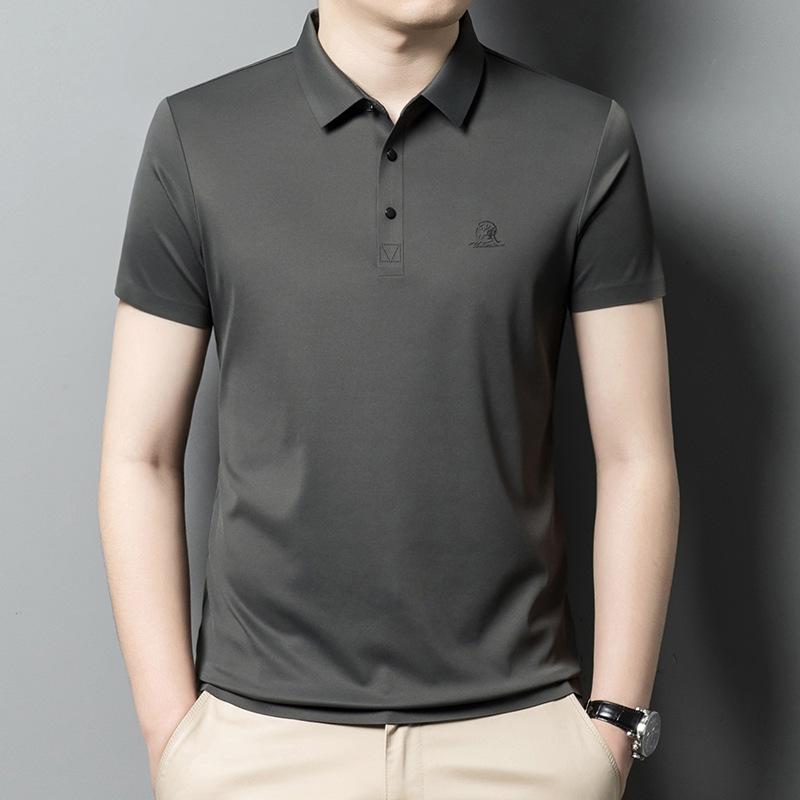 Pánské tričko s krátkým rukávem Ležérní Tenké Klopy Polokošile Léto Nové Středního věku Bezešvé Jednobarevné Top Pánský