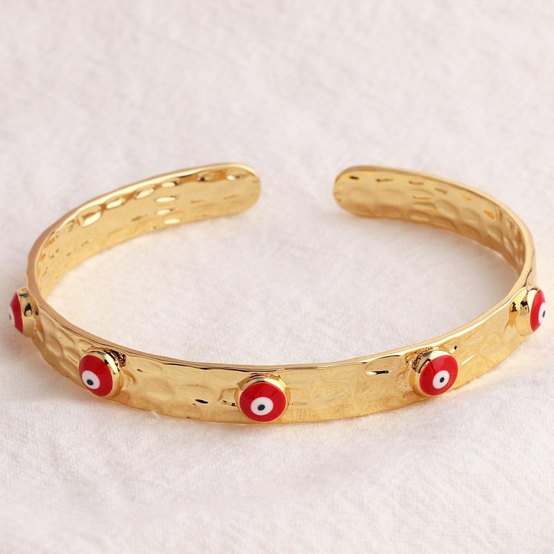18K Gold Plated Cuff Band Bracelet For Women Fashion Evil Eye Bangle Luxury Crystal Bracelet Indian Bangles Women Accessories