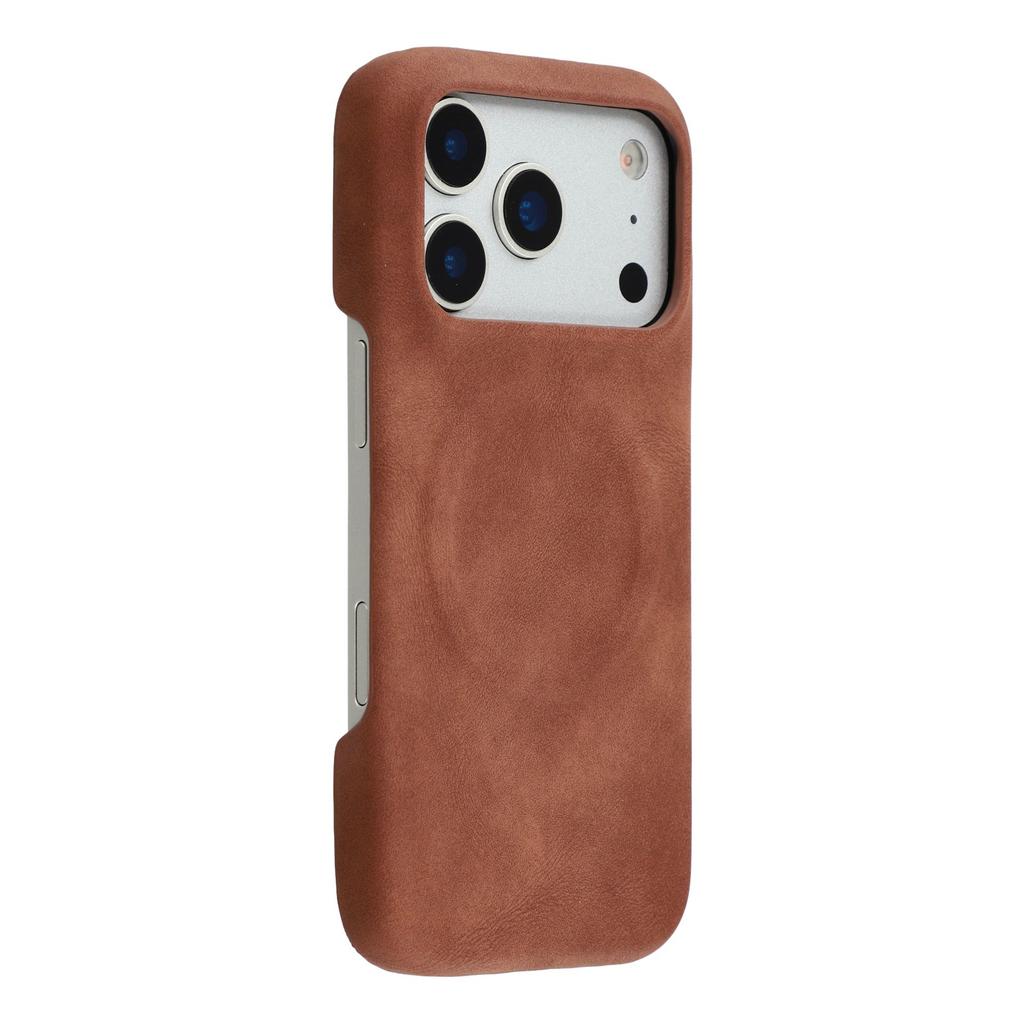 For iPhone 17 Pro Max Case Compatible with MagSafe Skin-Touch Leather + PC Back Cover