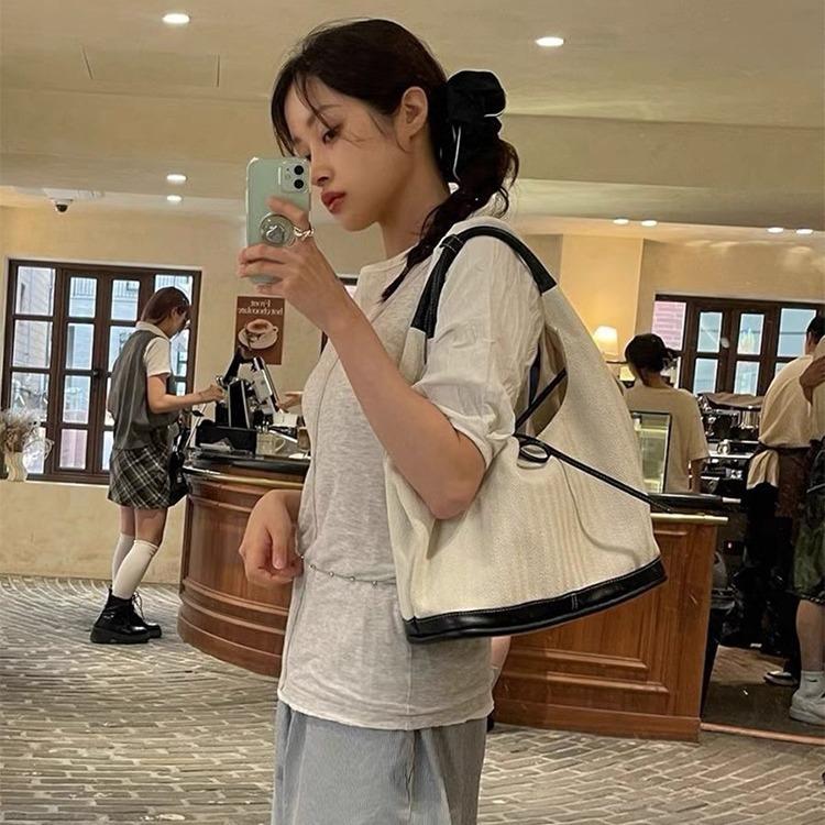 Canvas Tote Bag Women's Shoulder Handbag Large Capacity Commuter Bag Underarm Bag