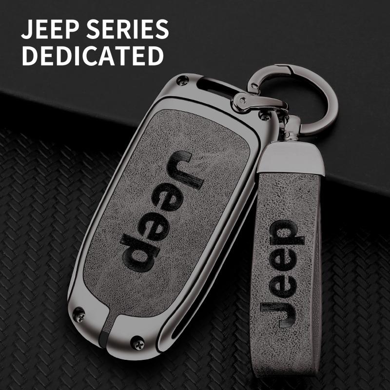 Zinc Alloy Leather Car Key Case For Jeep Grand Cherokee WK2 KL Wrangler JK JL MP Patriot Renegade Commander Compass Accessories