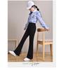 Stylish Black Flared Trousers for Girls - Fitted Waist, Autumn/Winter 2025, Casual Long Fit for Teens