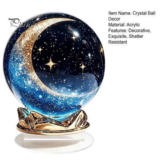 Outdoor Courtyard Decorations Moon Star/Fairy Crystal Ball Ornament, Decorative Acrylic Sphere for Bedroom Living Romantic Room Decor Desk Decor,