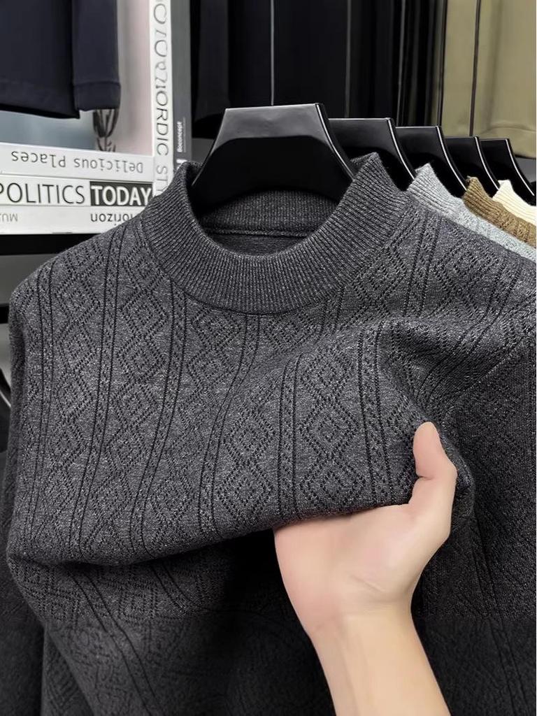Herren-Jacquard-Rundhalspullover, Wintermode 2025