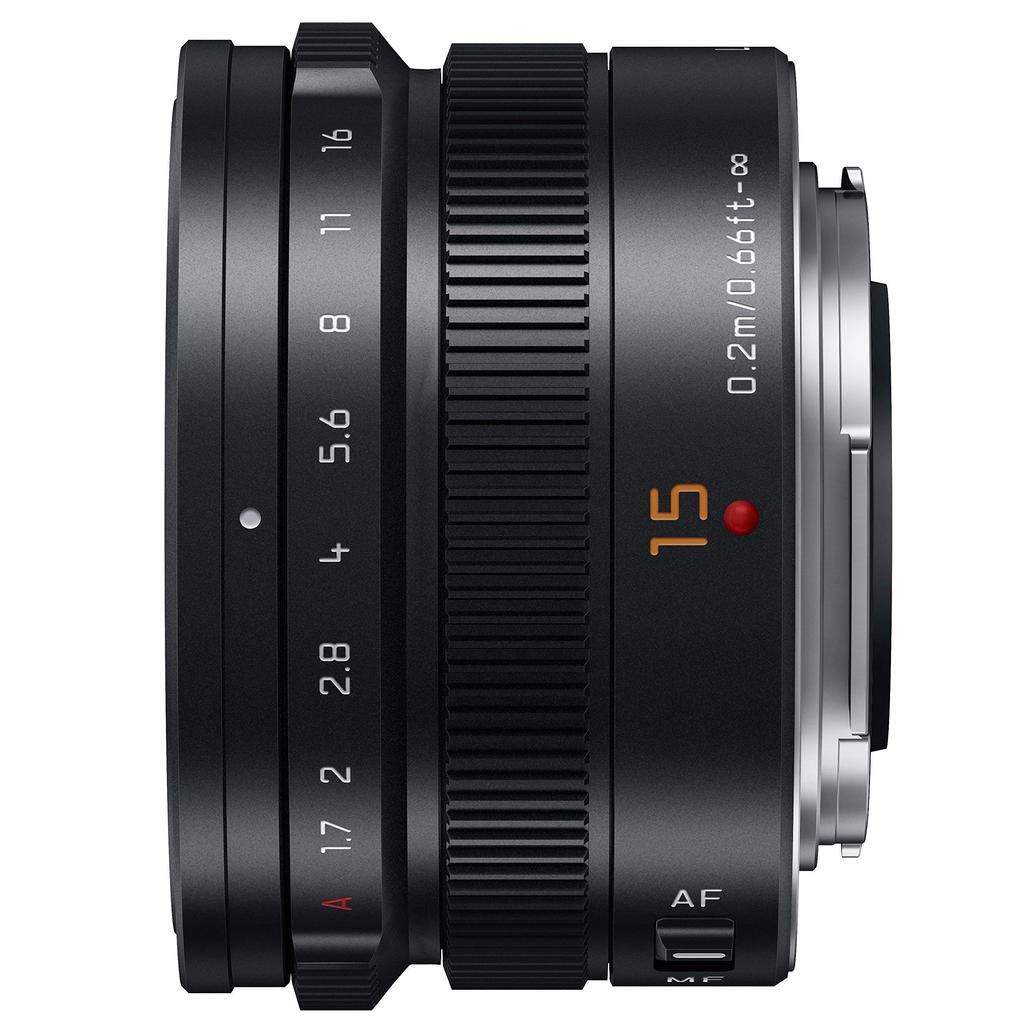 Panasonic Leica DG SUMMILUX Black Lens for Micro Four Thirds 15mm/F1.7 ASPH. Wide-Angle (H-X015-K)