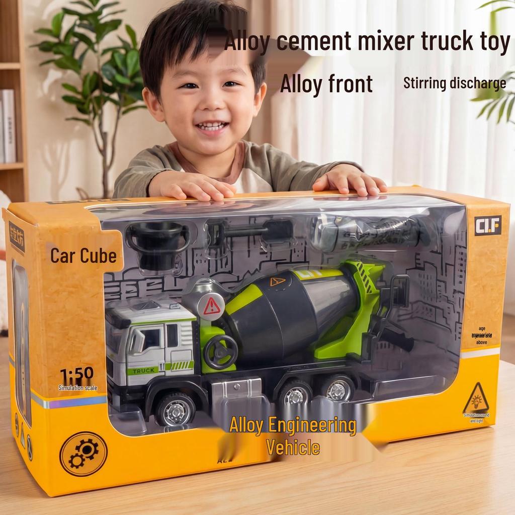 Large Alloy Cement Mixer Truck Toy for Children - Dischargeable Tank Construction Vehicle for Boys