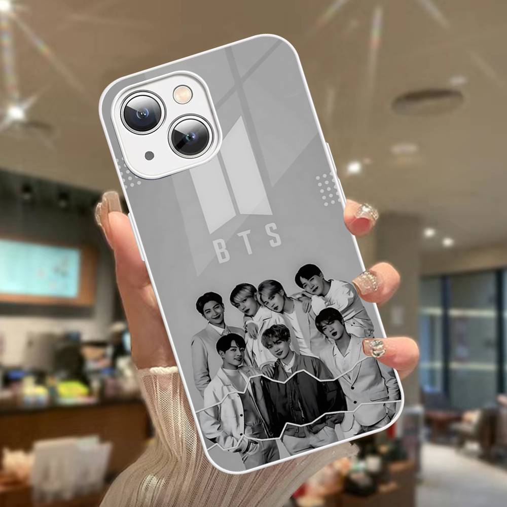 K-Pop Cartoon Boys B-BT21S Tempered Glass For Iphone 14 13 12 11 Pro Mini XS MAX 14Plus X XS XR Cover