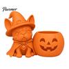 Festive Home Decorations Halloween French Bulldog Witch Statue, 3D Printed Pumpkin Candle Holder, Party Table Decor Cute Dog Figurine Tabletop