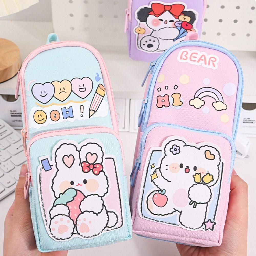 Multi-layer Storage Stationery Box Cartoon Storage Bag Pen Pouch Pencil Case  Gift