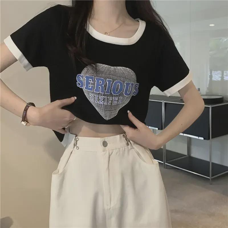 Women's Pink Color Block Short-Sleeve Crop Top - Sweet & Spicy Summer Style