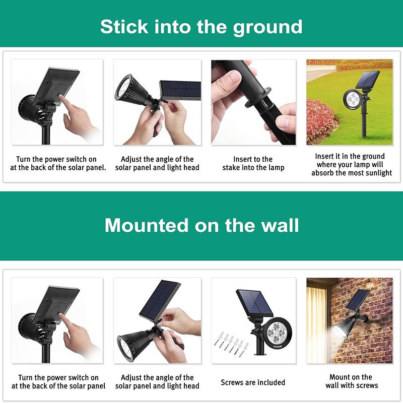 Solar Light Outdoor Waterproof Solar Garden Light Landscape Lighting Channel Spotlight Wall Light Automatic on/off (warm/white)