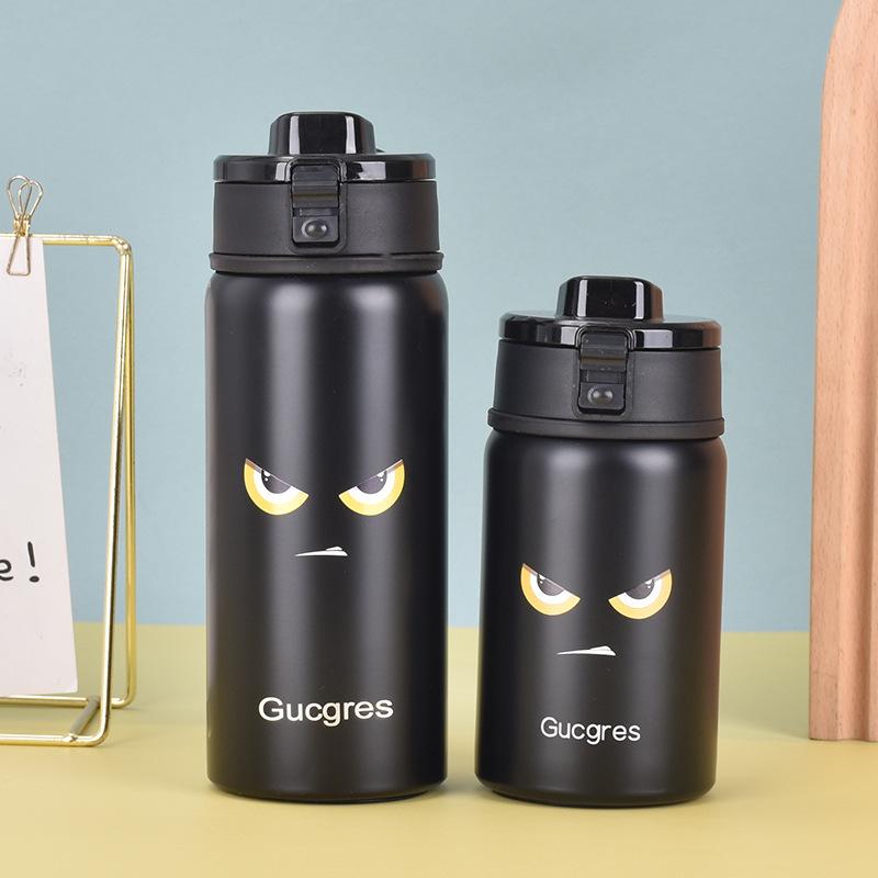 Stainless Steel Non-printing Thermos Cup High Appearance Level Ins Wind Bounce Cup Straight Drink Silicone Handle with Tea Separator Cup