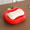 Elegant Apple Shaped Ceramic Soap Dish Red with White Orchid Design,Suitable for Bathroom Kitchen Sink,Water Drainage,Suitable for Shower Hand Washing