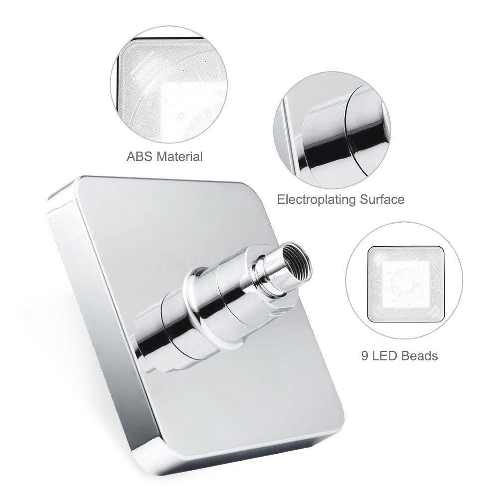 Automaticky měnící se 7 barev Koupelnové LED světlo Čtvercová sprchová sprchová hlavice